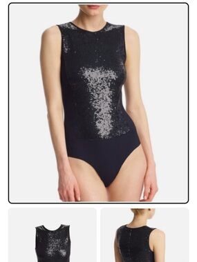 NWT Commando Black Sequin Sleeveless Bodysuit Top